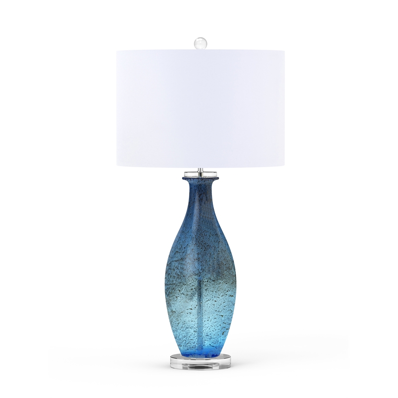 Pemberly Row Contemporary Blue Tone Art Glass Lamps (Set of 2)