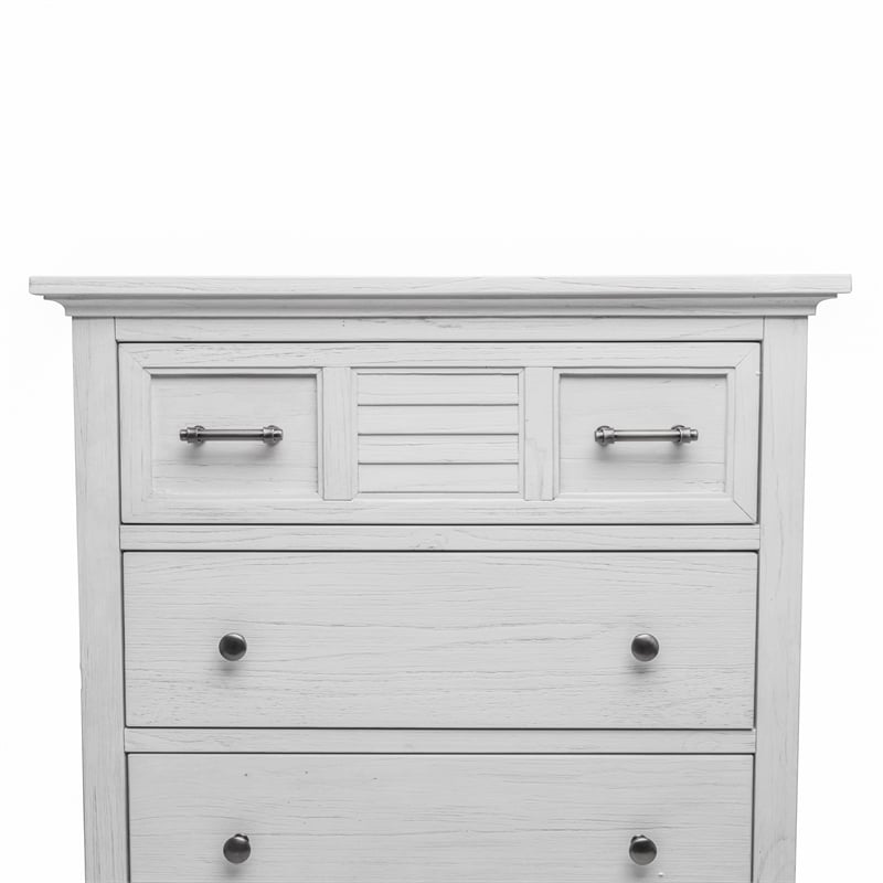 Pemberly Row Contemporary Wood Chest with 5-Drawers in White
