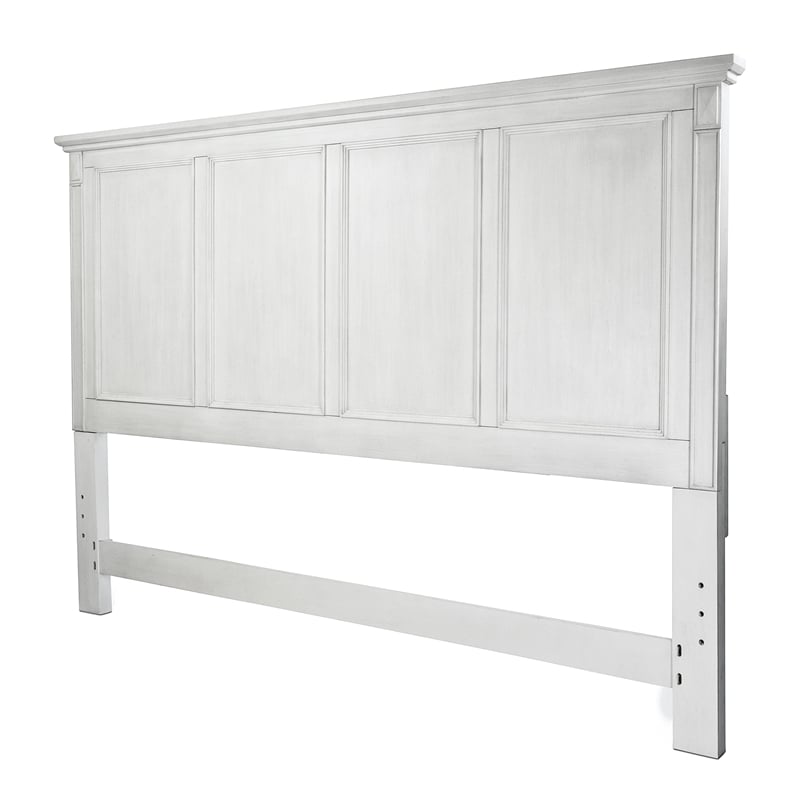 Pemberly Row Contemporary Wood Queen Bed in White & Soft Grey