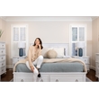 Pemberly Row Queen Bed with Storage in White & Soft Grey Glaze