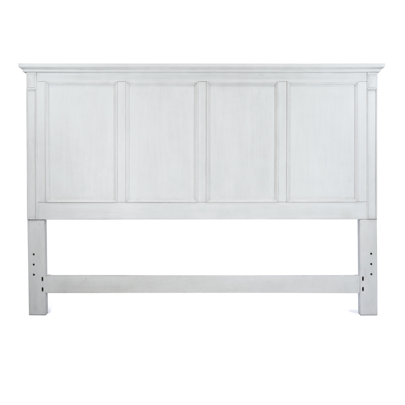 Pemberly Row Contemporary King Bed in White & Soft Grey Glaze