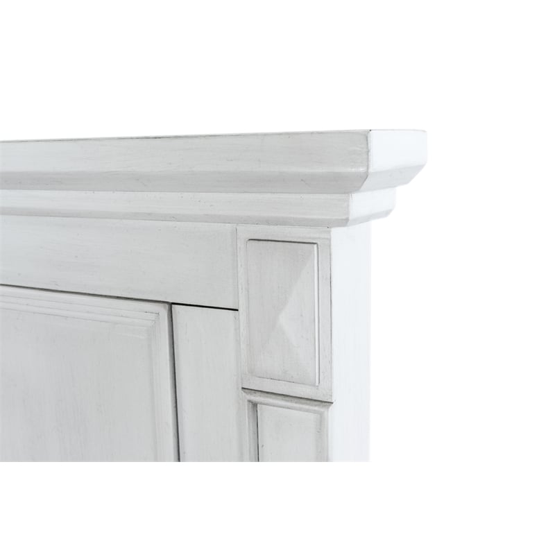 Pemberly Row Contemporary King Bed in White & Soft Grey Glaze