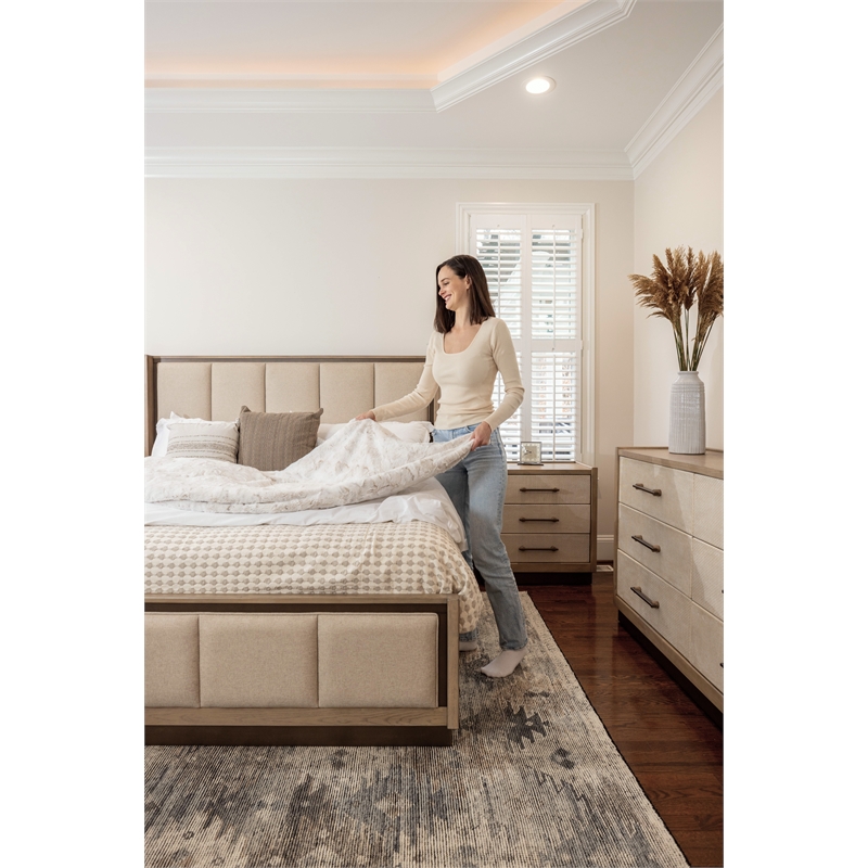 Pemberly Row Contemporary King Bed in Muted Earth Tones & Clay