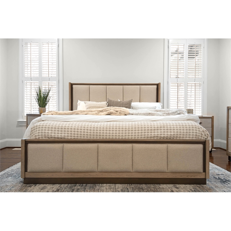 Pemberly Row Contemporary King Bed in Muted Earth Tones & Clay