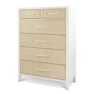 Pemberly Row Contemporary 6-Drawer Woven Chest in Sand in Stark White