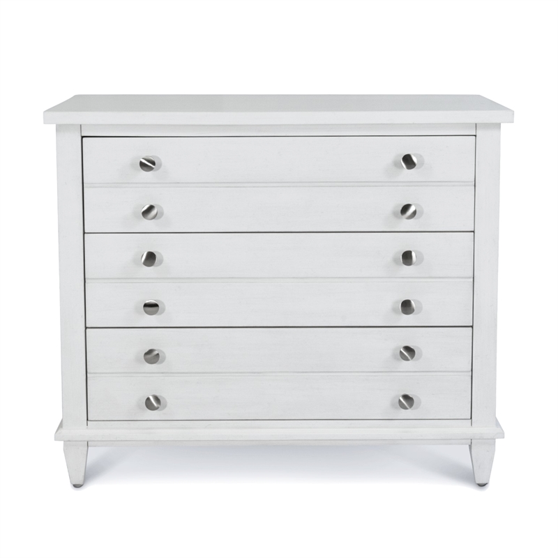 Pemberly Row Contemporary 3-Drawer Chest in White/Soft Grey Glaze