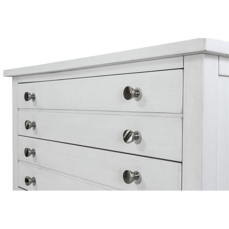 Pemberly Row Contemporary 3-Drawer Chest in White/Soft Grey Glaze