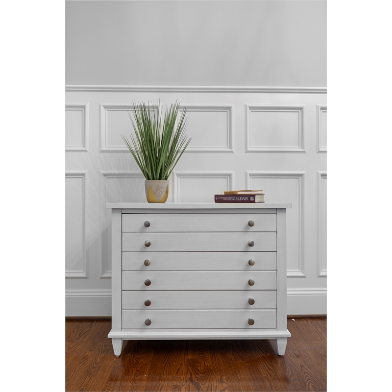 Pemberly Row Contemporary 3-Drawer Chest in White/Soft Grey Glaze