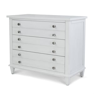 Pemberly Row Contemporary 3-Drawer Chest in White/Soft Grey Glaze