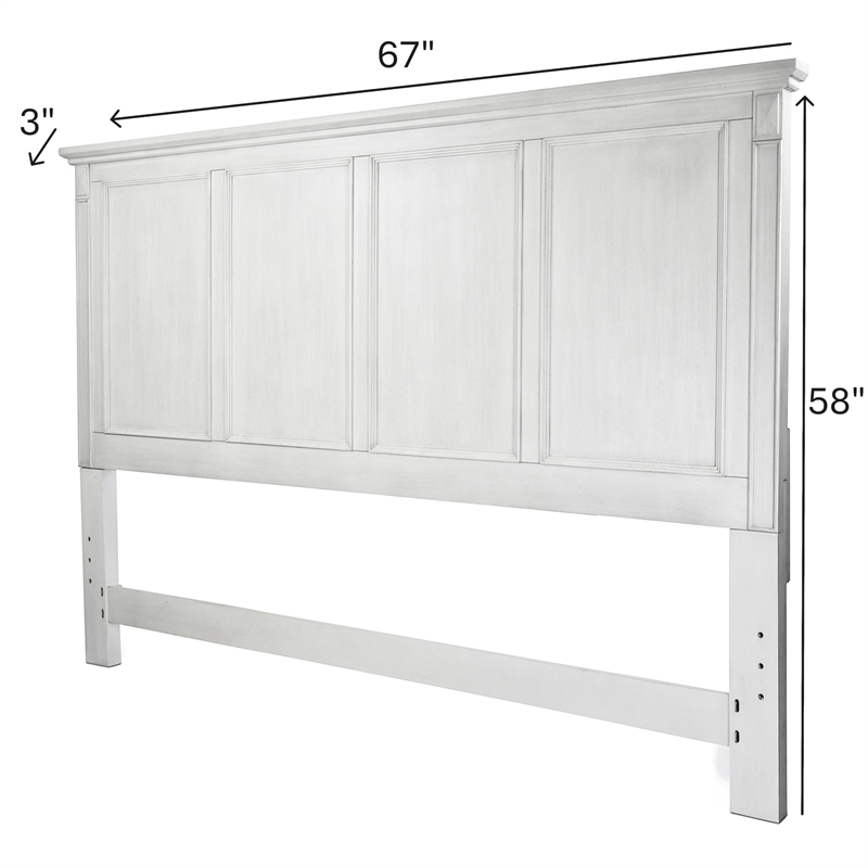Pemberly Row Contemporary Wood Queen Headboard in White & Grey
