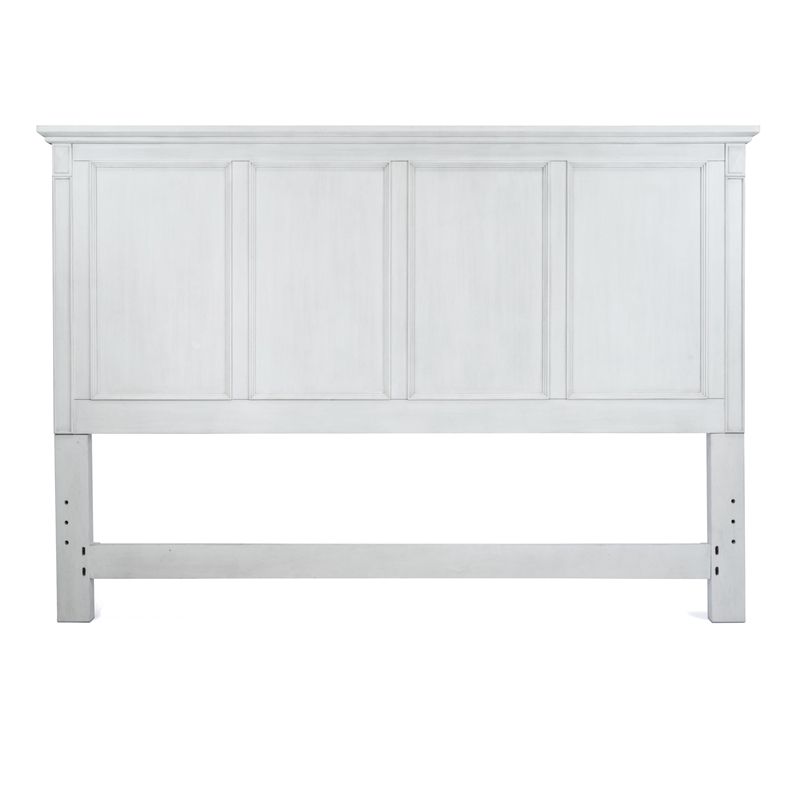 Pemberly Row Contemporary Wood Queen Headboard in White & Grey
