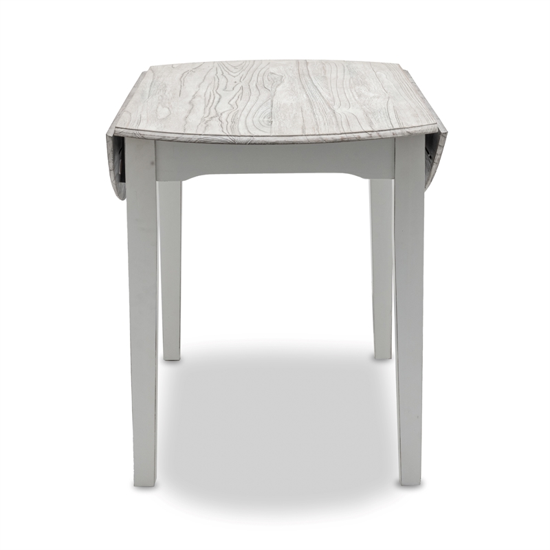 Pemberly Row Contemporary Solid Wood Round Table with Drop Leaf