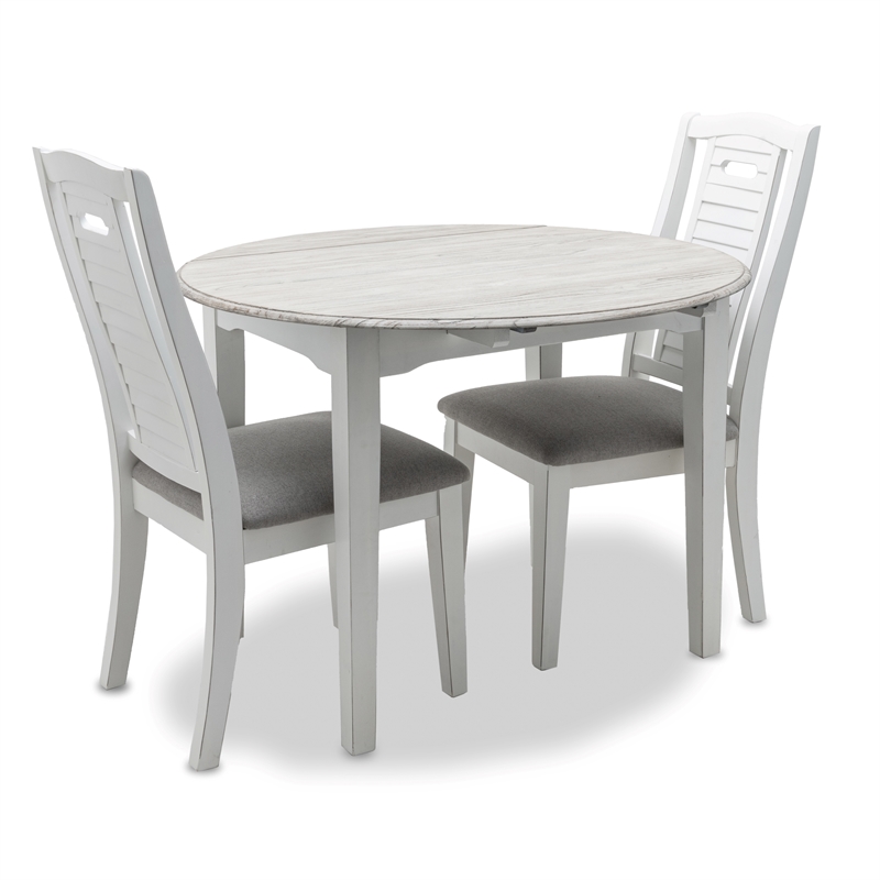 Pemberly Row Contemporary Solid Wood Round Table with Drop Leaf