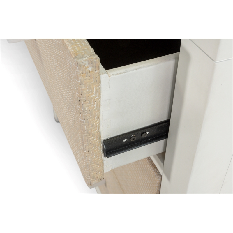 Pemberly Row 3-Drawer Woven Nightstand in Sand and Stark White