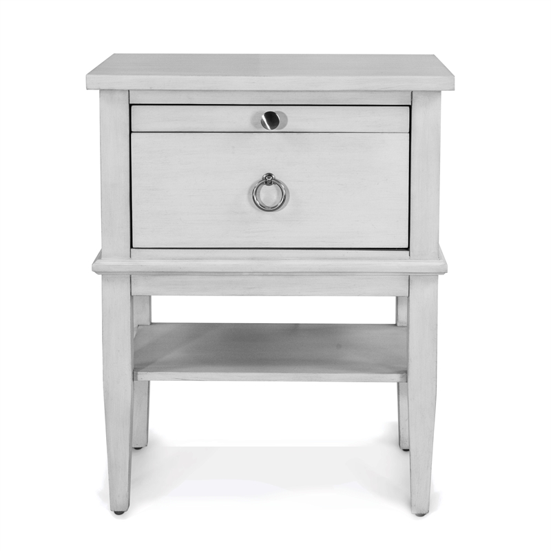 Pemberly Row 1-Drawer Open Nightstand in White/Soft Grey Glaze