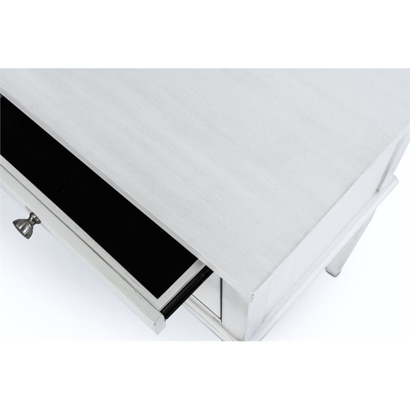 Pemberly Row 1-Drawer Open Nightstand in White/Soft Grey Glaze