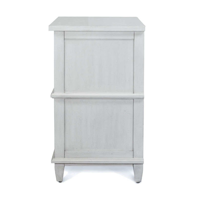 Pemberly Row Contemporary 2-Drawer Nightstand in White/Soft Grey Glaze