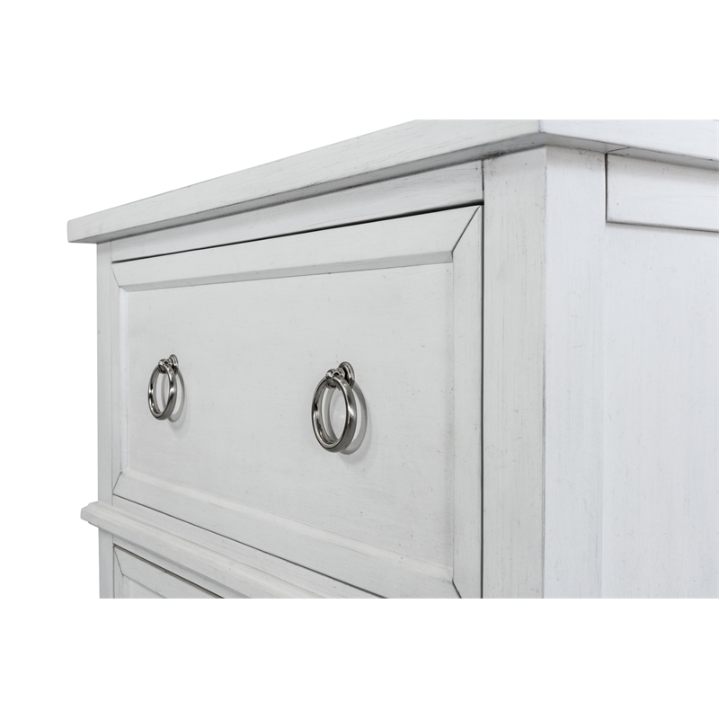 Pemberly Row Contemporary 2-Drawer Nightstand in White/Soft Grey Glaze