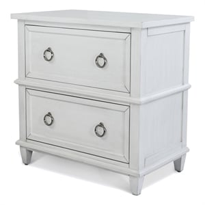 Pemberly Row Contemporary 2-Drawer Nightstand in White/Soft Grey Glaze