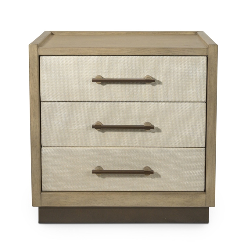 Pemberly Row Contemporary Woven 3-Drawer Nightstand in Earth & Clay