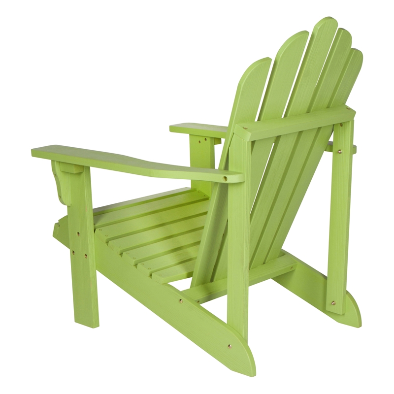 Pemberly Row Traditional Cedar Wood Patio Porch Adirondack Chair in Green