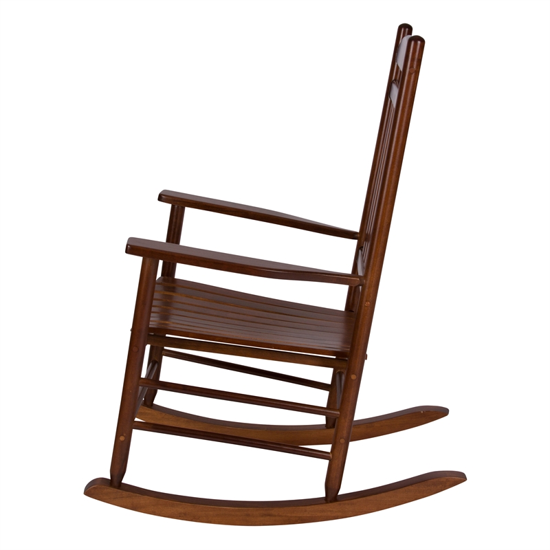 Pemberly Row Traditional Hardwood Indoor/Outdoor Porch Rocker in Brown