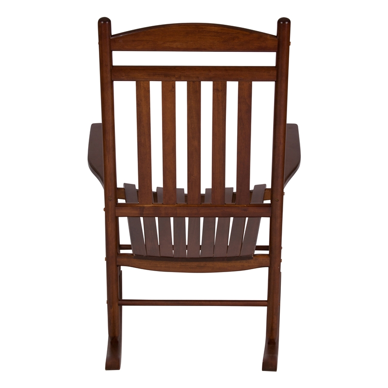 Pemberly Row Traditional Hardwood Indoor/Outdoor Porch Rocker in Brown