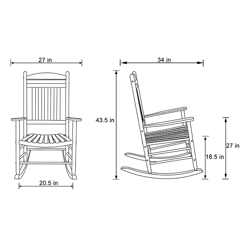 Pemberly Row Traditional Hardwood Indoor/Outdoor Porch Rocker in Brown