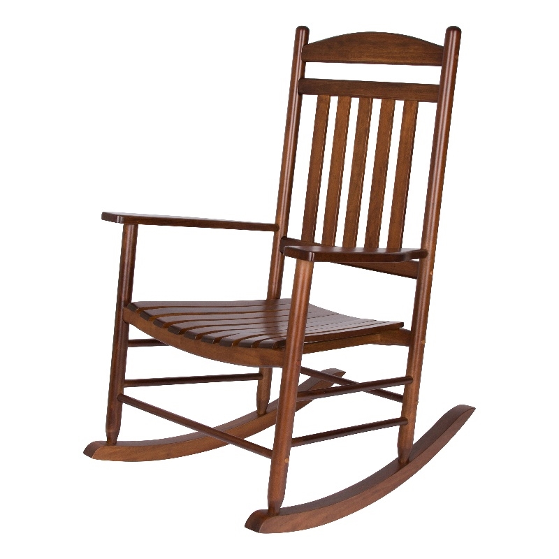 Pemberly Row Traditional Hardwood Indoor/Outdoor Porch Rocker in Brown