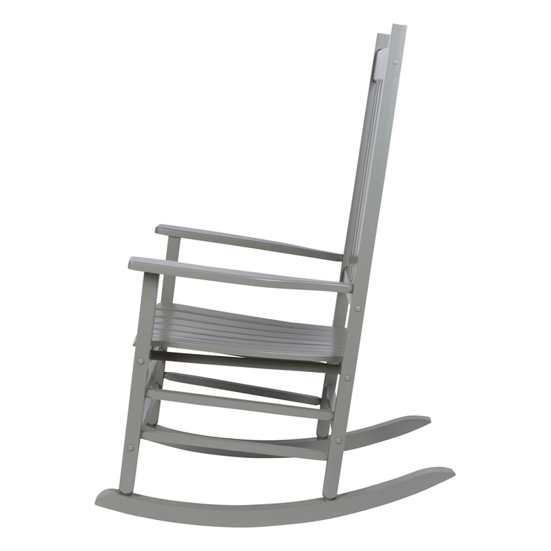 Pemberly Row Traditional Hardwood Indoor/Outdoor Patio Porch Rocker in Gray