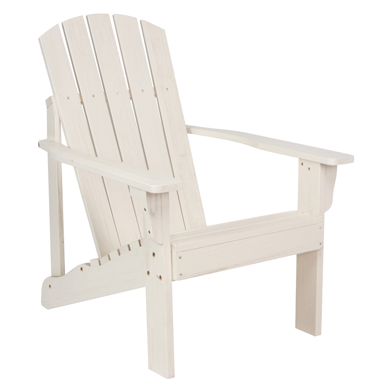 Pemberly Row Traditional Cedar Wood Patio Firepit Adirondack Chair in White