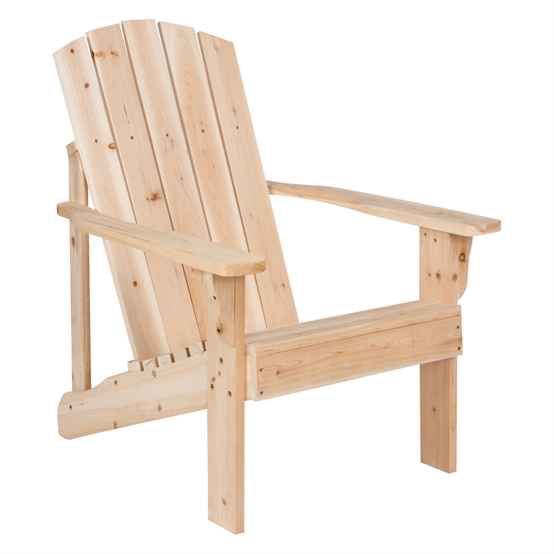 Pemberly Row Traditional Cedar Wood Patio Firepit Adirondack Chair in Beige