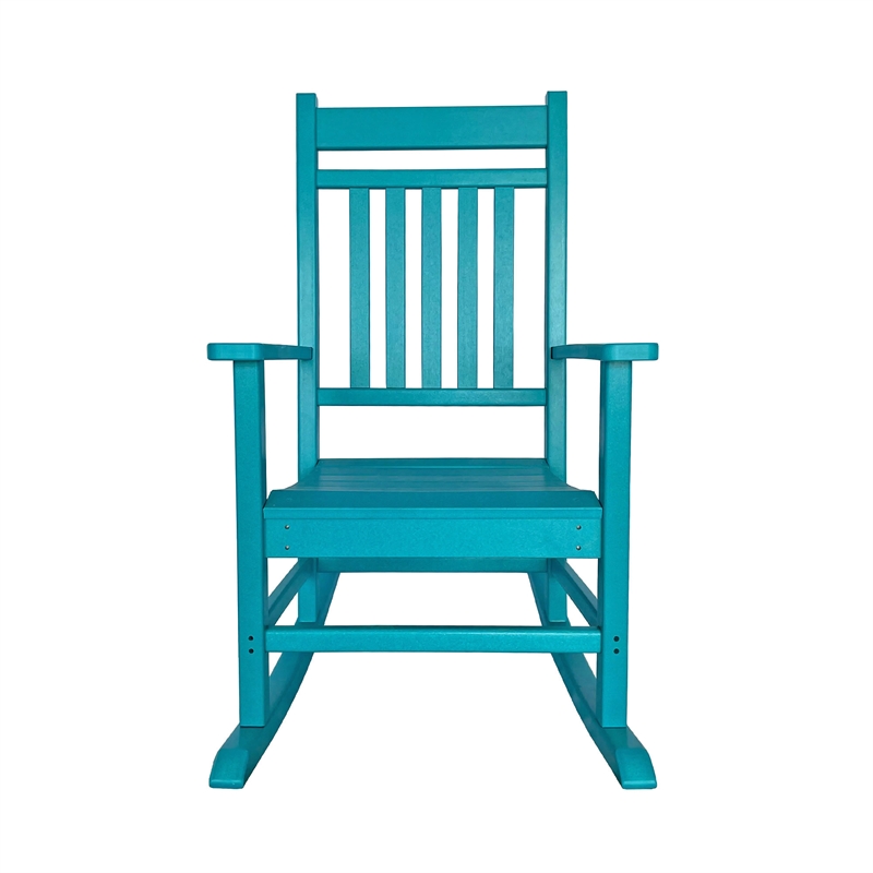 Pemberly Row All-Weather Traditional Resin Patio Porch Rocker in Blue