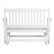 Pemberly Row Traditional Hardwood Outdoor Glider Loveseat in White Finish