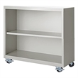 Pemberly Row Modern Industrial Office Mobile Bookcase in Almond