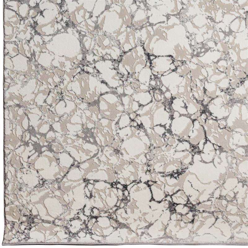 Pemberly Row Polyester Transitional Marbled Blue 8' Round Area Rug