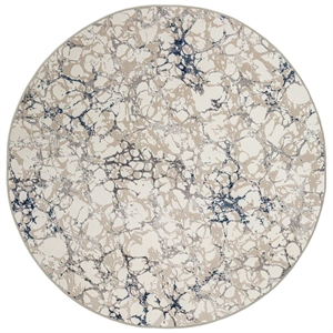 Pemberly Row Polyester Transitional Marbled Blue 8' Round Area Rug