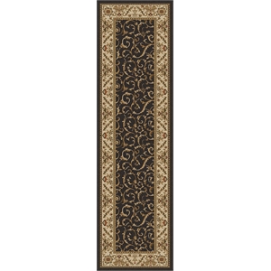 Pemberly Row Traditional 2'2&quot x 7'7&quot Polypropylene Fiber Runner Rug in Black