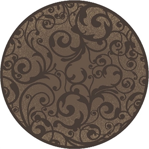 Pemberly Row Traditional 5'3&quot x 5'3&quot Circular Fabric Rug in Brown