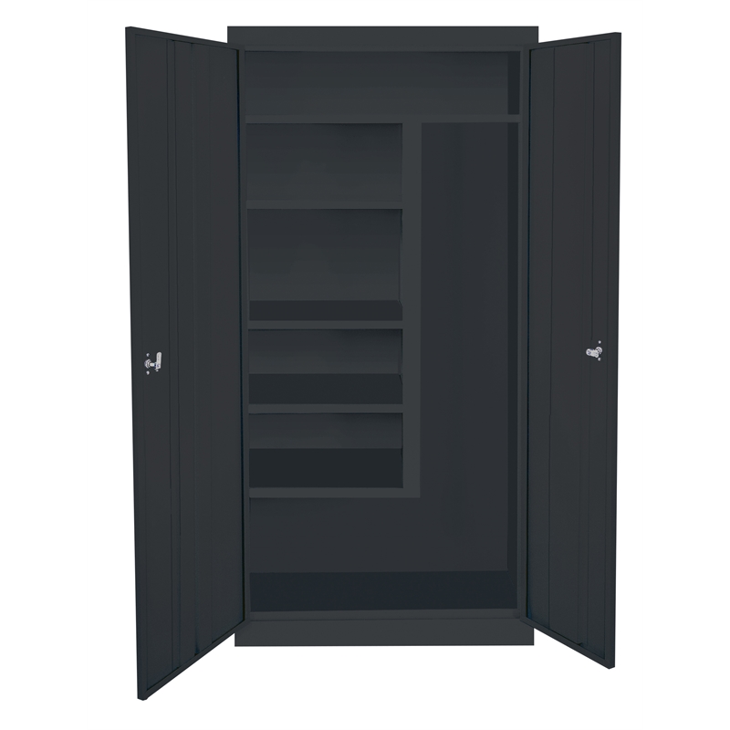 Pemberly Row Modern Industrial Office Janitorial Cabinet in Black
