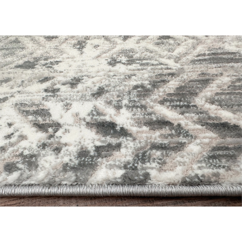 Pemberly Row Polyester Transitional Geometric Gray 3x5 Area Rug