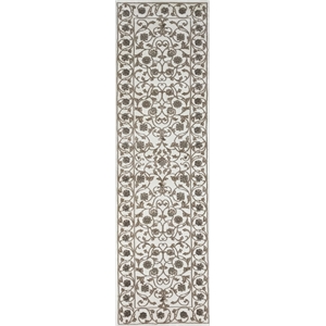 Pemberly Row Traditional 2'2&quot x 7'7&quot Rectangular Fabric Rug in Bone White