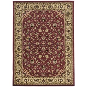 Pemberly Row Traditional 7'9&quot x 11' Rectangular Fabric Rug in Burgundy Red