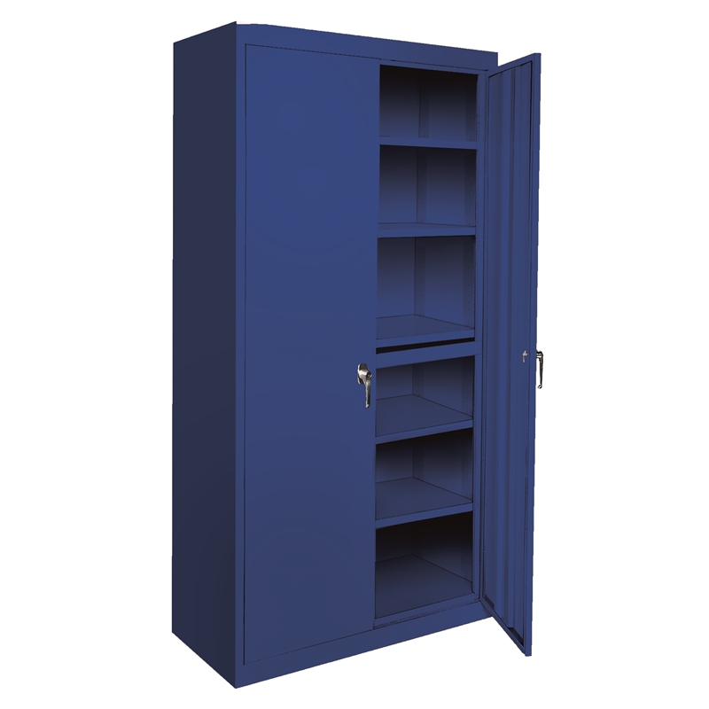 Pemberly Row Modern Industrial Office Adjustable Storage Cabinet in Blue