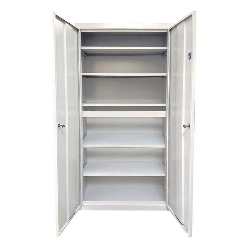 Pemberly Row Modern Industrial Office 5 Adjustable Shelves Storage in White