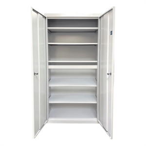 Pemberly Row Modern Industrial Office 5 Adjustable Shelves Storage in White