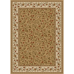 Pemberly Row Traditional 8' x 8' Circular Fabric Rug in Beige