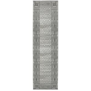 Pemberly Row Polyester Transitional BordeRed Gray Runner Area Rug