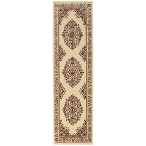 Pemberly Row Traditional 2'2&quot x 7'7&quot Rectangular Fabric Rug in Ivory