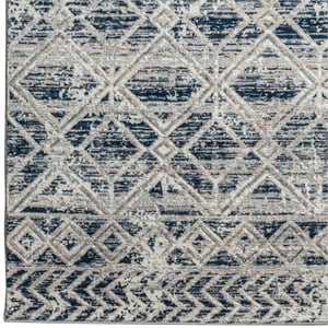 Pemberly Row Polyester Transitional Geometric Blue 8' Round Area Rug